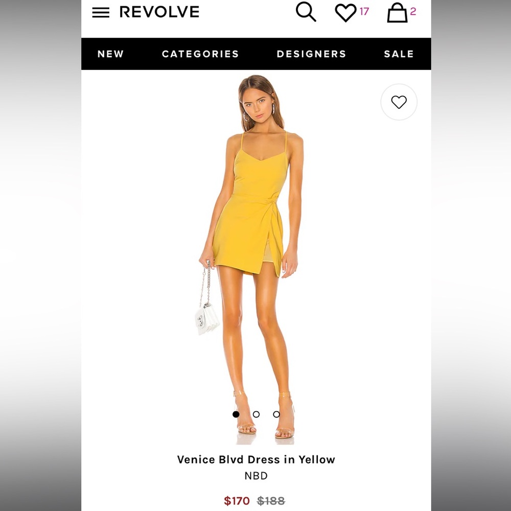 NWT NBD VENICE $188 yellow cute summer dress REVOLVE